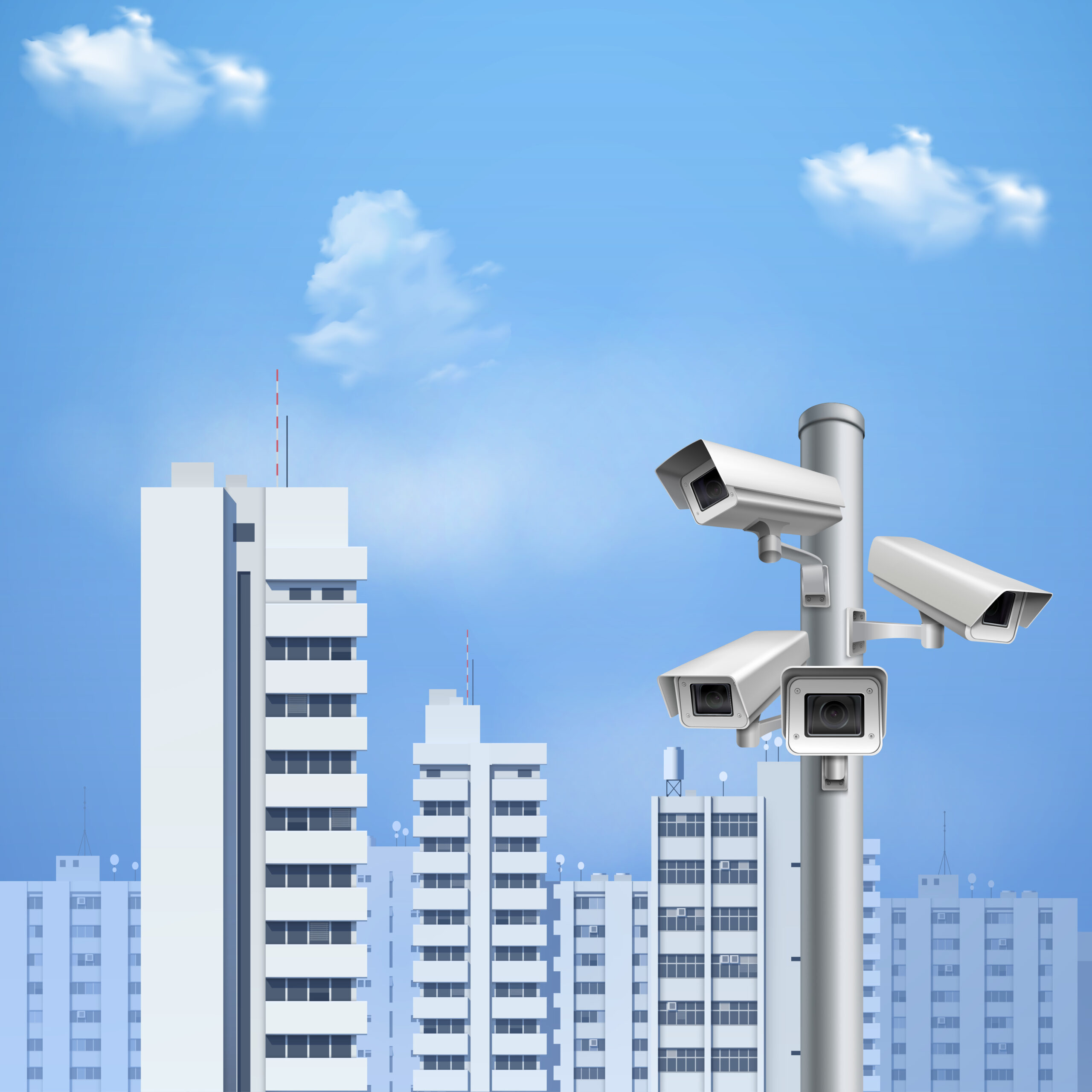 Security cameras outside commercial premises